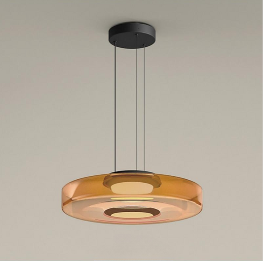 Verlaa - Modern Glass Pendant Lamp with Adjustable LED Lighting for Kitchen Elegant Design in Green, Amber and Smoke Grey