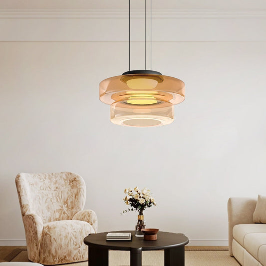 Verlaa - Modern Glass Pendant Lamp with Adjustable LED Lighting for Kitchen Elegant Design in Green, Amber and Smoke Grey